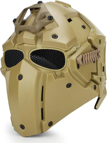 Miniatura 16 de WoSporT - Casco táctico de obsidiana verde GOBL Terminator y máscara para caza, paintball, militar, cosplay, película, utilería 92-BK-azul