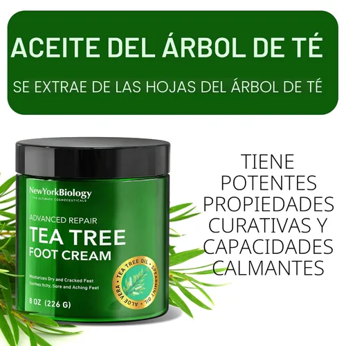 Miniatura 3 de New York Biology - Crema de pies con aceite de árbol de té para pies secos y agrietados, pies de atletas, hongos en las uñas, picazón deportista