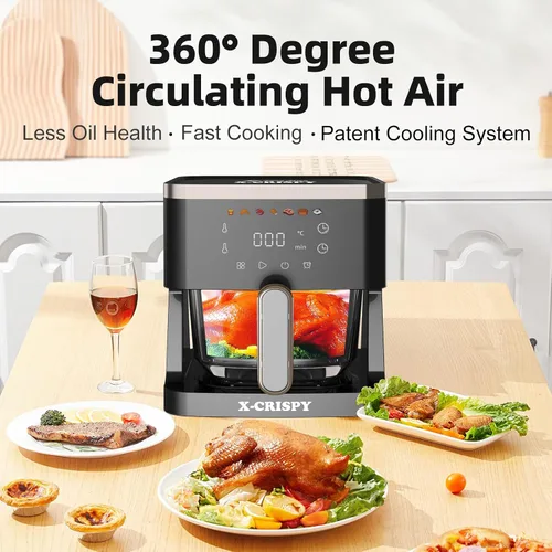 Miniatura 5 de APSARAS USA - Freidora de aire de vidrio, horno de convección de 5.2 cuartos de galón, freidora de aire de vidrio no tóxica, tazón transparente