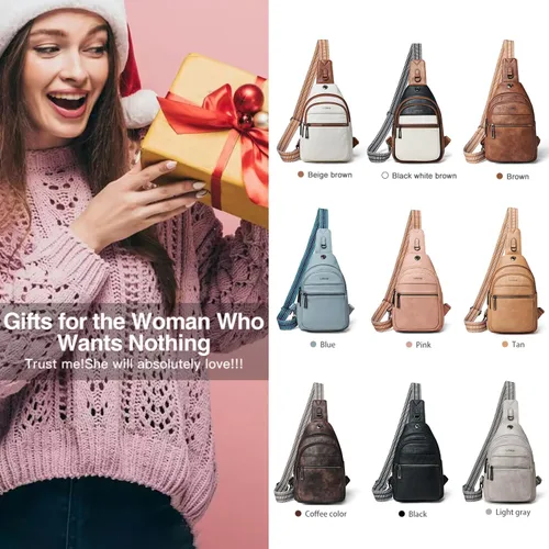 Miniatura 9 de Sling Bag For Women Faux Leather Small Casual Daypack Backpack Fanny Pack Crossbody Chest Bags Purse