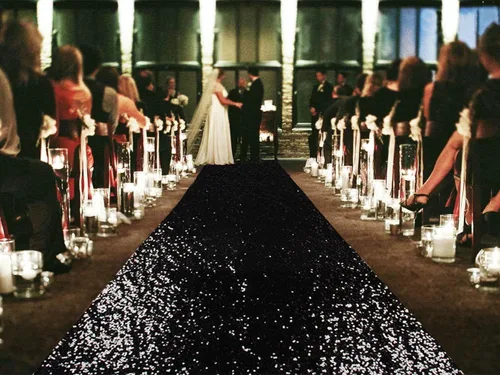 Miniatura 36 de ShinyBeauty Pasillo de Lentejuelas Negras Brillantes de 2 pies x 15 pies Alfombra Brillante para Bodas, Graduaciones, Fiestas, Alfombra Negra