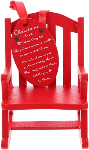 Mecedora en miniatura roja, 3.34 pulgadas, pequeños adornos de madera para casa de muñecas, muebles vintage para decoración del hogar, decoración