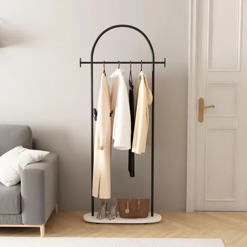 Miniatura 11 de Percheros independientes con base de mármol, soporte de ropa resistente para entrada, dormitorio, sala de estar, boutiques, 15.7 pulgadas de largo