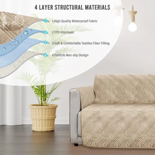 Miniatura 3 de BOCTOPUG Funda de sofá, impermeable y resistente para sofá, perros, gatos y niños (beige)