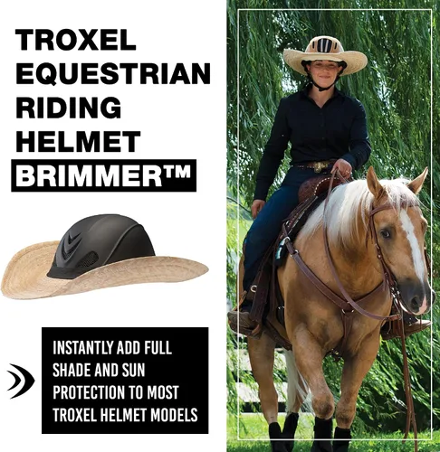 Miniatura 2 de Troxel Horse Riding Straw Equestrian Helmet Visor, Lightweight, Full Shade Palm Leaf Design, Detachable Sun Protection Horses Brim, Natural