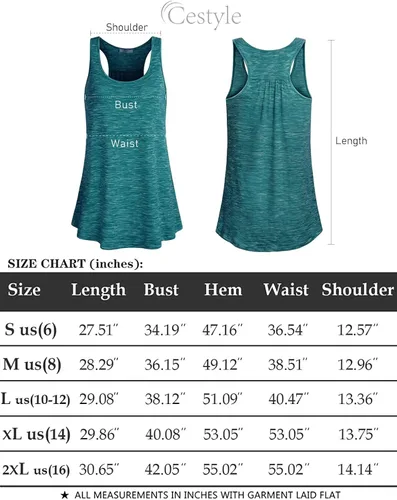 Miniatura 5 de Cestyle - Camiseta sin mangas para mujer, cuello redondo, corte holgado, para entrenamiento