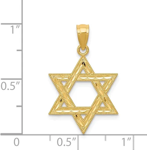 Miniatura 4 de Colgante judío de la suerte con estrella de David de talla diamante de oro amarillo sólido de 14 k 0.984 in, Metal
