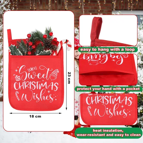 Miniatura 3 de 10 piezas agarraderas de Navidad con bolsillo, agarraderas para ollas, regalo de almohadillas térmicas resistentes al calor, guantes de horno, bolsa
