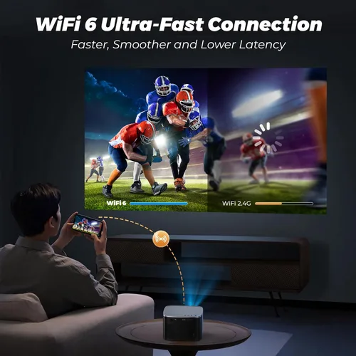 Miniatura 4 de [Auto Focus/Keystone] Proyector Groview 4K con WiFi y Bluetooth, Proyector de Películas de 1000 ANSI para Uso en Exteriores, Proyector con Zoom