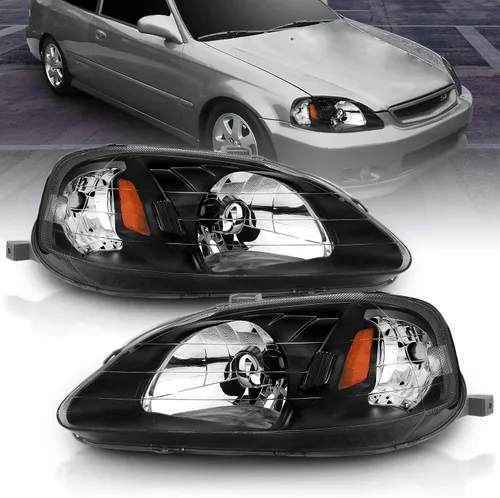 Miniatura 6 de AmeriLite - Juego de faros delanteros de repuesto en metal de estilo OE para Honda Civic 1999-2000 - Lado del conductor y del pasajero Metal