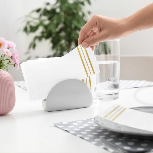 Miniatura 6 de 100 piezas de servilletas blancas y doradas, servilletas de papel para cena, toallas de mano desechables para baño, servilletas suaves