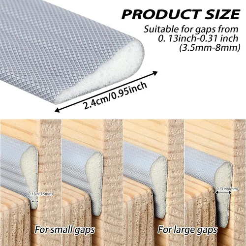 Miniatura 4 de QDiShi Burlete de puerta en forma de cuña de 196 pulgadas, sello de espuma resistente a la intemperie, aislamiento autoadhesivo, tira anticolisión