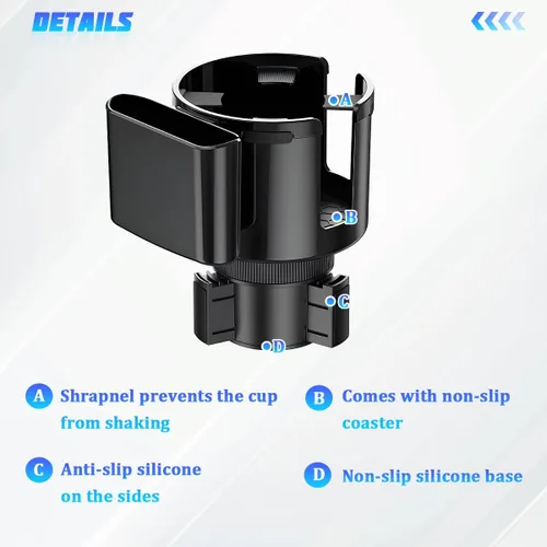 Miniatura 4 de Expansor de portavasos para automóvil, adaptador multifuncional 2 en 1 para vasos de bebidas con base ajustable, soporte para botella de agua