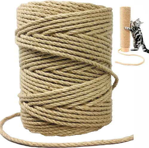Cuerda de sisal para rascador de gato, cuerda para rascar gato 0.157 in 164F cuerda de yute para rascar postes, reparar, recuperar o hacerlo tú mismo