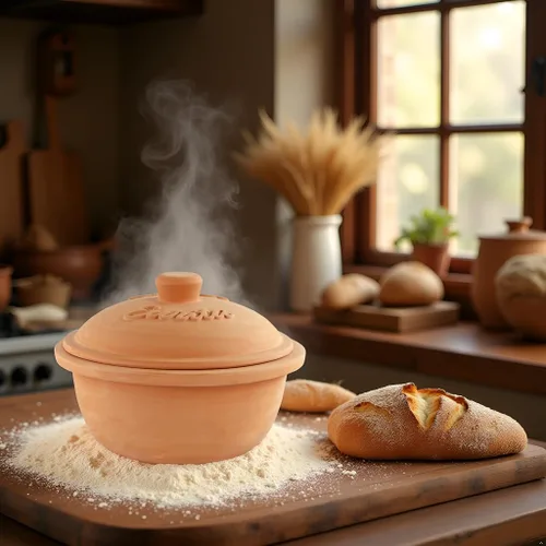 Miniatura 7 de Reston Lloyd Eurita - Horno holandés de arcilla de terracota de 2 cuartos de galón, natural, sin plomo ni cadmio, apto para horno y microondas, olla