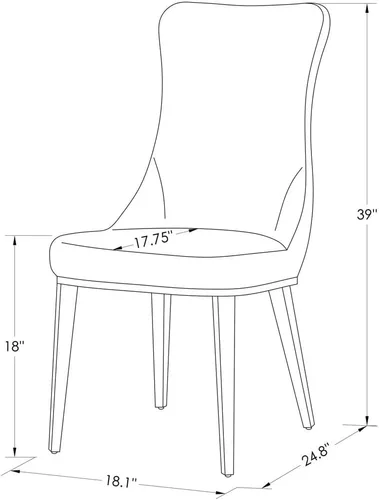 Miniatura 2 de ZURI Modern Norma Silla de comedor - Negro con base de acero inoxidable cepillado