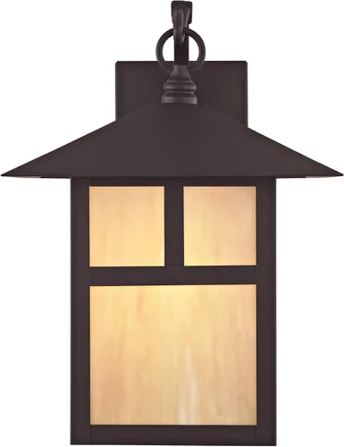 Miniatura 5 de Livex Lighting 2133-07 Montclair Mission - Farol de pared de latón macizo con acabado de bronce para exteriores con vidrio Tiffany iridiscente