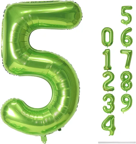 Miniatura 12 de Globo dorado champán con el número 5, globos de aluminio autoinflables grandes de 40 pulgadas del 0 al 9, globo de helio digital 5 dorado claro