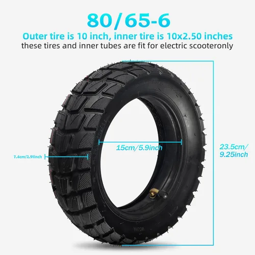 Miniatura 2 de Neumático para scooter Relibupdater 80/65-6 para uso fuera de la carretera, neumáticos de 10 pulgadas con tubos interiores de repuesto, neumáticos