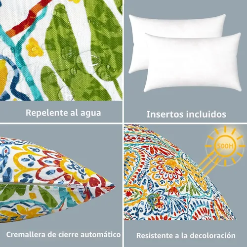 Miniatura 3 de LVTXIII Juego de 2 almohadas lumbares para patio, 12 x 20 pulgadas, resistentes a la decoloración, para exteriores con interiores, cojines lumbares