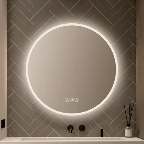 Miniatura 14 de Blossom Espejo de baño LED redondo de 24 pulgadas, espejo de tocador retroiluminado regulable con luz profesional CRI 90+, 0.197 in, antivaho
