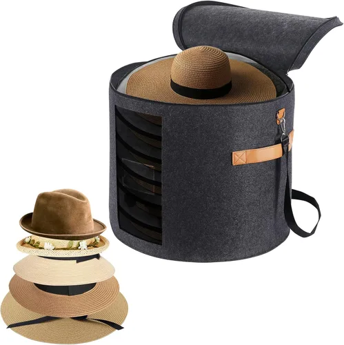 Caja grande para sombreros de 19 pulgadas, cajas de almacenamiento para sombreros para mujeres, grandes y redondas para hombres, cajas plegables