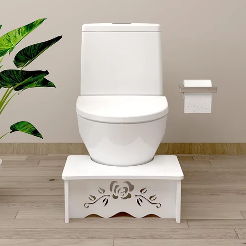 Miniatura 8 de Fanwer Taburete de inodoro en cuclillas, taburete para baño, compuesto de madera y plástico, 7 pulgadas, adultos y ancianos