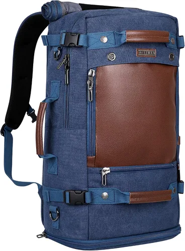 Witzman - Mochila de viaje para hombre estilo vintage de lona, 21 pulgadas azul), A2021 big size Blue 22.5 pulgadas azul