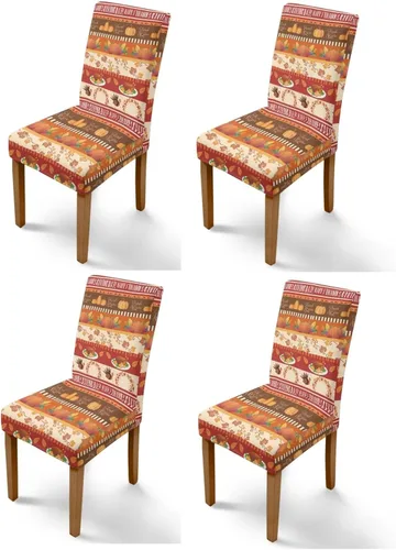 Miniatura 15 de Rnyleeg Thanksgiving Chair Covers for Living Room No Arms Turkey Pumpkin Stretch Dining Chair Covers Set of 6 Soft Washable Kitchen Chair Protector