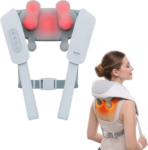 Miniatura 12 de Masajeador inalámbrico Shiatsu para cuello y espalda con calor, 10 minutos x 12 usos, 3 modos de masaje y 2 niveles de intensidad, amasamiento 3D