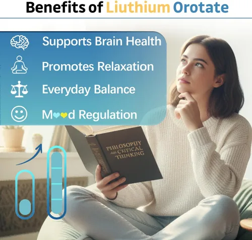 Miniatura 4 de Gomitas de Orotate de litio de 5 mg sin azúcar, suplemento para la salud cerebral y la función cognitiva, vegano, sabor a arándanos, 60