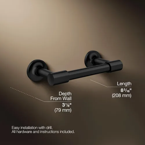 Miniatura 4 de KOHLER 14377-BL Purist® Soporte giratorio para papel higiénico, negro mate