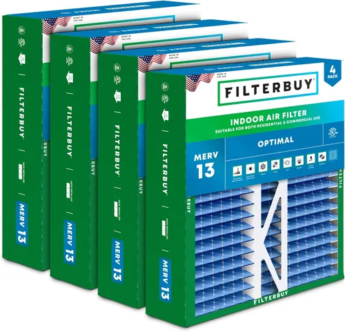 Miniatura 25 de Filterbuy Filtro de aire 10x17x2 MERV 13 Defensa Óptima contra Humo y Alergias (Paquete de 4), Filtros Exteriores Plisados Electrostáticos