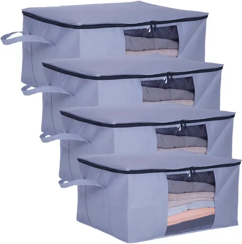 Miniatura 9 de Bolsas de almacenamiento de ropa con cremallera con ventana transparente de plástico y asas resistentes, ideales para almacenamiento de temporada