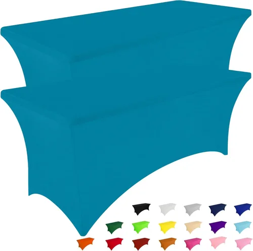 Miniatura 33 de Smiry Paquete de 2 manteles de elastano de 6 pies, fundas de mesa elásticas ajustables extensibles, lavables y sin arrugas, rectangulares para mesa