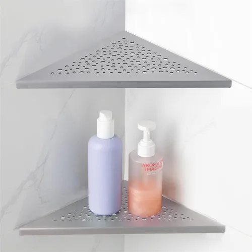 Miniatura 10 de HIDROP 2 Pack Corner Shower Shelves with 4 Hooks & 4 Razor Holes, 10" Matte Black Stainless Steel Bathroom Corner Shelf, Embed into Tile Gap Shower