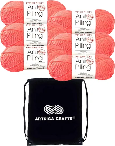 Miniatura 67 de Premier Yarns Everyday Anti-Pelusa Hilo Sólido Verde Pino DN100-8 (6-Madejas - Mismo Lote de Tinta) #4 Peso Estambre Acrílico para Tejer