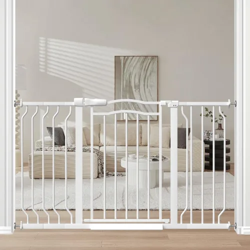 Miniatura 14 de Puerta de bebé extra ancha para puertas de 53.1 a 62.6 pulgadas, puertas para perros montadas a presión con puerta, barrera de seguridad infantil