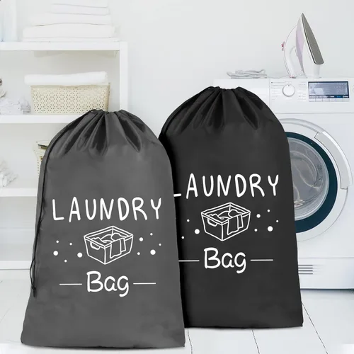 Miniatura 3 de Sylfairy Paquete de 2 bolsas de lavandería de viaje extra grandes, organizador de ropa sucia con cordón, bolsas de lavandería de viaje resistentes