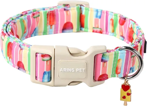 Miniatura 38 de Aring Pet Collar de algodón, ligero y ajustable, con hebilla de liberación rápida para perros pequeños, medianos y grandes, para cachorros, S