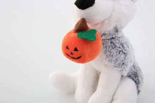 Miniatura 5 de Plushland Halloween Pawpals - Peluche de perro de 8 pulgadas con sombrero y linterna Jack O Lantern de Halloween, calabaza para niños en estas Husky
