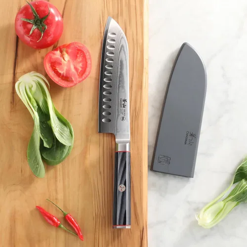 Miniatura 4 de Cangshan YARI Series X-7 Cuchillo Santoku de acero Damasco de 7 pulgadas con funda