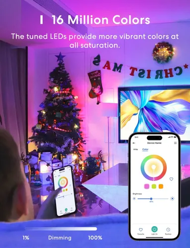 Miniatura 7 de MEROSS - Bombilla LED inteligente con WiFi, compatible con Apple HomeKit, Siri, Alexa, SmartThings, E26 multicolor regulable 2700 K-6500 K RGBWW
