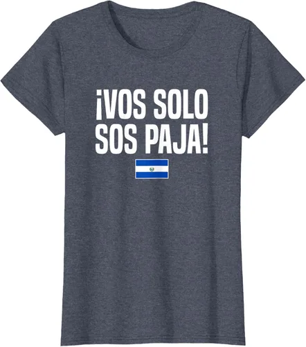 Miniatura 62 de Camiseta Vos Solo Sos Paja Salvadoran Slang Bandera de El Salvador, Negro