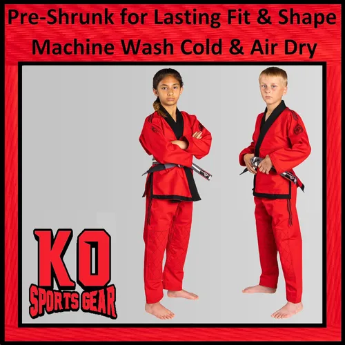 Miniatura 4 de Conjunto de uniforme para niños, BJJ Jiu Jitsu Gi, kimono y pantalones, preencogido