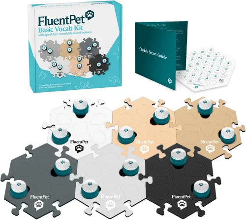 Miniatura 9 de FluentPet ¡Habla! Kit de inicio con sonido más claro orientado hacia arriba 6 botones grabables con baterías preinstaladas y 3 alfombrillas de 6