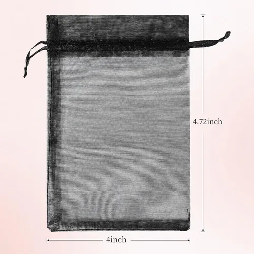Miniatura 2 de Hopttreely 50 bolsas de organza - 4x4.72 pulgadas (10x12cm) bolsitas con cordón para joyería para bodas, fiestas, festivales y regalos