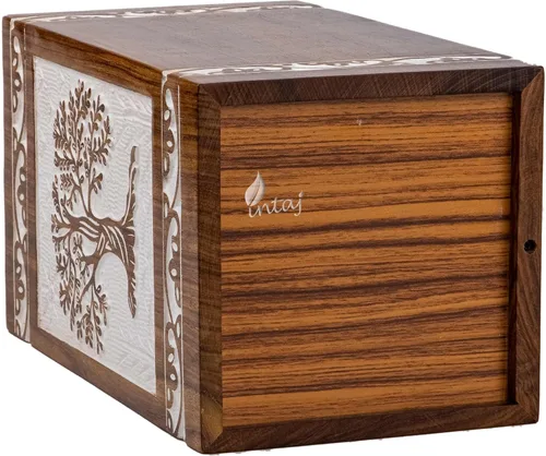 Miniatura 4 de Urna de cremación de madera para cenizas humanas y mascotas, caja de urna pequeña del árbol de la vida y ataúd - Capacidad para 20 pulgadas cúbicas
