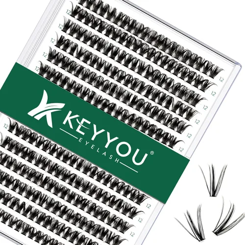 Miniatura 39 de Kit de extensión de pestañas DIY KEYYOU 300 piezas, kit de racimos de pestañas con removedor de pegamento y aplicador, fácil de usar