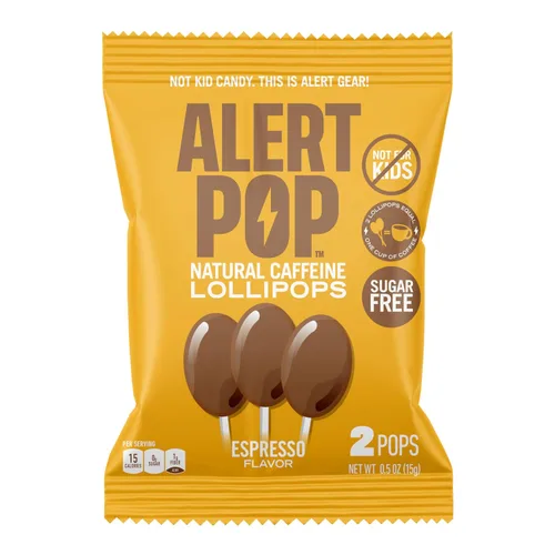 Miniatura 23 de Alertpop - Paletas de cafeína natural, caramelo sin azúcar de frambuesa azul con cafeína natural, sin derretimiento, sin derrames, para llevar, sin